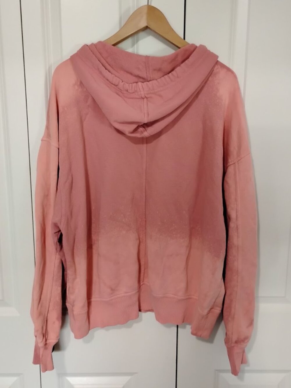 Pilcro Women's Soft Pink Tie-Dye Oversized Fit Tech Pullover Hoodie Size L - Picture 3 of 5